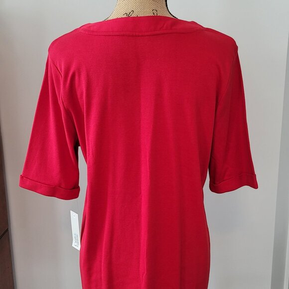 Croft & Barrow Red Square neck Shirt  Short Sleeve New with TAG! - Picture 3 of 10